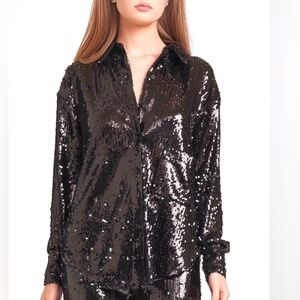 WAFY Sequin button up shirt Top